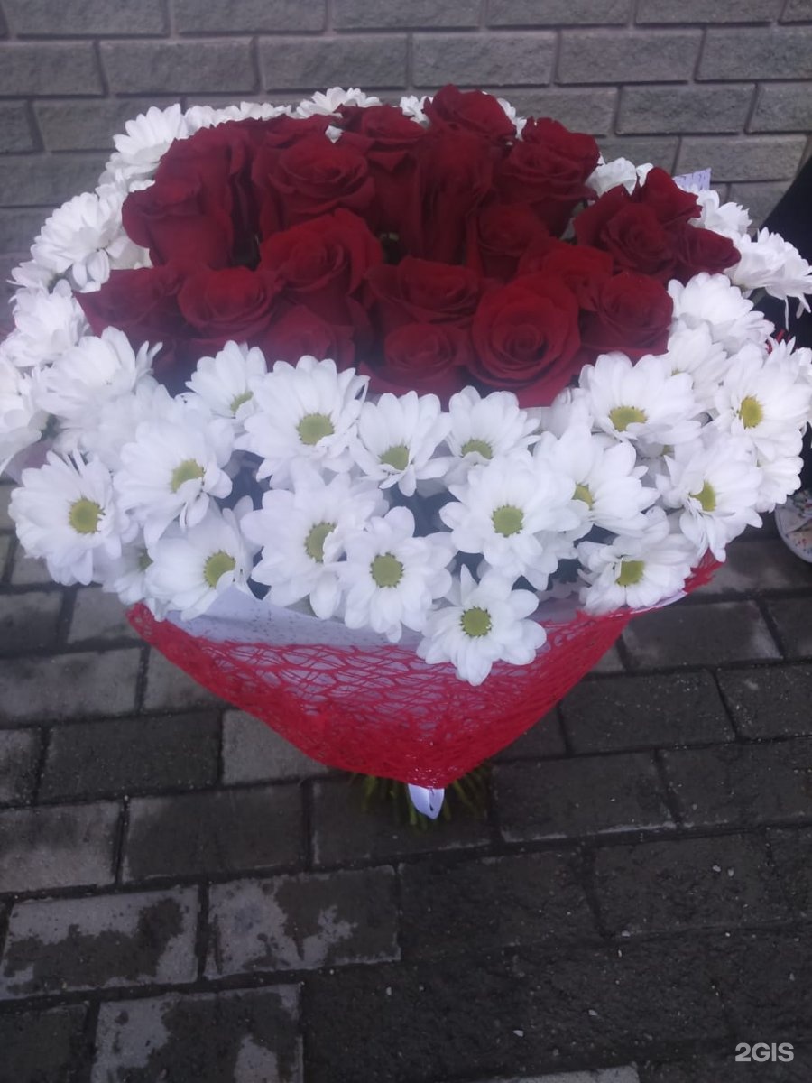 Букет Из Белых Хризантем И Красных Роз