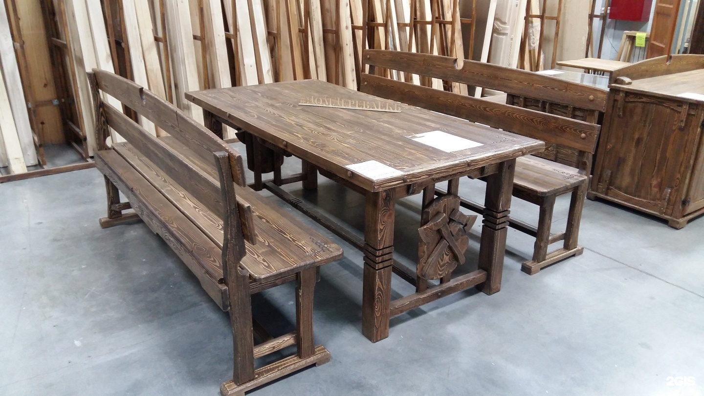 деревянные столы и лавки для бани
