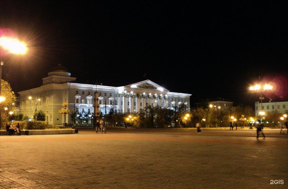 Чита площадь Ленина ночь зима