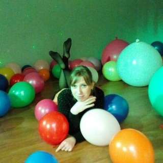 Sit to pop some bigger balloons